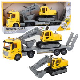 LEAN Toys Ciężarówka Laweta Koparka Gąsienicowa Ruchoma Światła Dźwięki Żółta