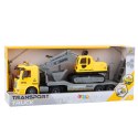 LEAN Toys Ciężarówka Laweta Koparka Gąsienicowa Ruchoma Światła Dźwięki Żółta