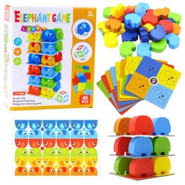 LEAN Toys Gra Zręcznościowa Rodzinna Wieża Ze Słoników Układanie 45 el.