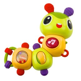 LEAN Toys Interaktywna Gąsienica Sensoryczna Muzyczna Grzechotka Gryzak Obrotowa 360°