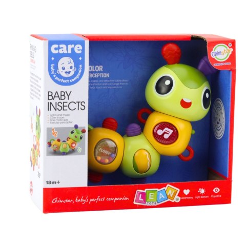 LEAN Toys Interaktywna Gąsienica Sensoryczna Muzyczna Grzechotka Gryzak Obrotowa 360° LEAN Toys Interaktywna Gąsienica Sensoryczna Muzyczna Grzechotka Gryzak Obrotowa 360°