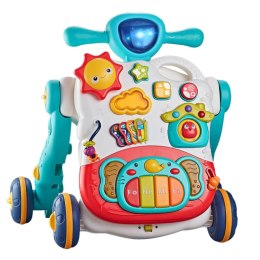 LEAN Toys Jeździk Pchacz Interaktywny Stolik Edukacyjny Panel 3w1 Niebieski
