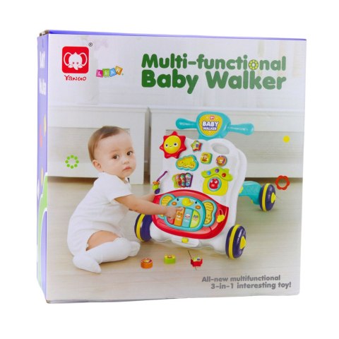 LEAN Toys Jeździk Pchacz Interaktywny Stolik Edukacyjny Panel 3w1 Niebieski LEAN Toys Jeździk Pchacz Interaktywny Stolik Edukacyjny Panel 3w1 Niebieski