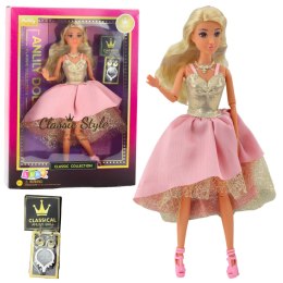 LEAN Toys Lalka Anlily W Eleganckiej Sukni Balowej Złoto Różowa Dodatki