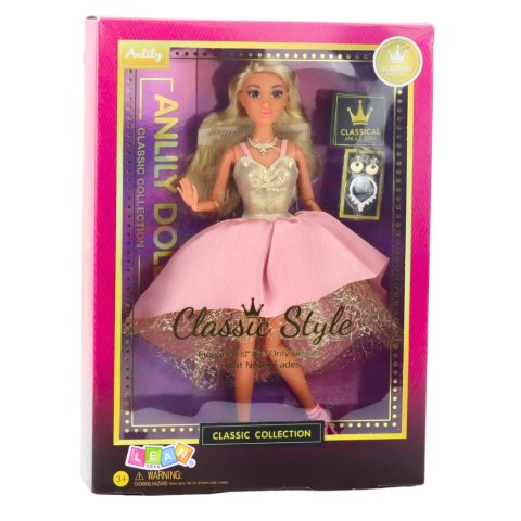 LEAN Toys Lalka Anlily W Eleganckiej Sukni Balowej Złoto Różowa Dodatki LEAN Toys Lalka Anlily W Eleganckiej Sukni Balowej Złoto Różowa Dodatki