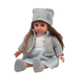 LEAN Toys Lalka W Niebieskiej Sukience Czapeczka Sweterek Rękawiczki Czapka 36,5cm