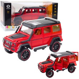 LEAN Toys Samochód Terenowy Metalowy Napęd Pull-Back Otwierane Drzwi Czerwony 1:22