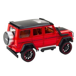 LEAN Toys Samochód Terenowy Metalowy Napęd Pull-Back Otwierane Drzwi Czerwony 1:22