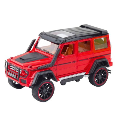 LEAN Toys Samochód Terenowy Metalowy Napęd Pull-Back Otwierane Drzwi Czerwony 1:22 LEAN Toys Samochód Terenowy Metalowy Napęd Pull-Back Otwierane Drzwi Czerwony 1:22
