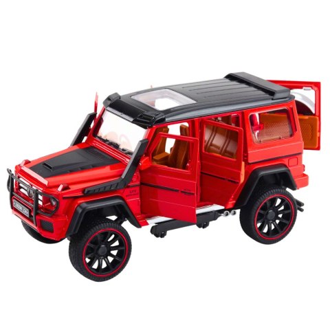 LEAN Toys Samochód Terenowy Metalowy Napęd Pull-Back Otwierane Drzwi Czerwony 1:22 LEAN Toys Samochód Terenowy Metalowy Napęd Pull-Back Otwierane Drzwi Czerwony 1:22