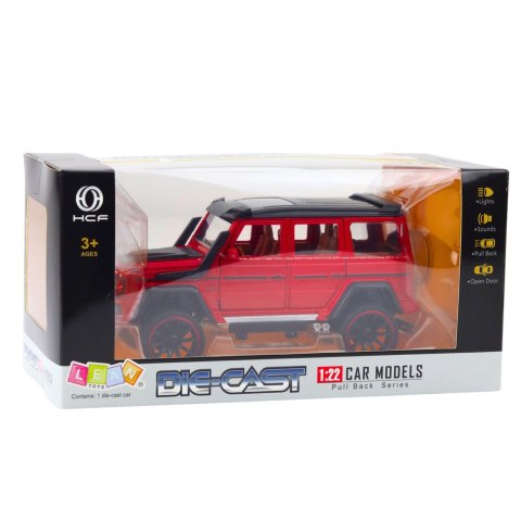 LEAN Toys Samochód Terenowy Metalowy Napęd Pull-Back Otwierane Drzwi Czerwony 1:22 LEAN Toys Samochód Terenowy Metalowy Napęd Pull-Back Otwierane Drzwi Czerwony 1:22