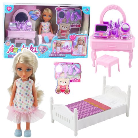LEAN Toys Zestaw Laleczka Ankiki Łóżeczko Toaletka Z Lustrem Akcesoria