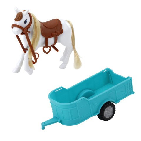 LEAN Toys Zestaw Laleczka Ankiki Samochód Kabriolet Z Przyczepą Koń LEAN Toys Zestaw Laleczka Ankiki Samochód Kabriolet Z Przyczepą Koń