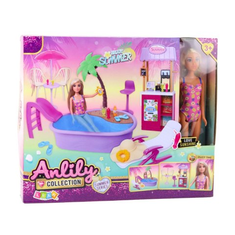 LEAN Toys Zestaw Lalka Anlily Na Plaży Basen Palma Stoisko z Napojami Akcesoria LEAN Toys Zestaw Lalka Anlily Na Plaży Basen Palma Stoisko z Napojami Akcesoria
