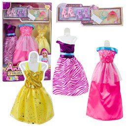 LEAN Toys Zestaw Sukienki Dla Lalek Anlili Buty Torebka Korony Akcesoria 8 el.