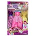 LEAN Toys Zestaw Sukienki Dla Lalek Anlili Buty Torebka Korony Akcesoria 8 el.