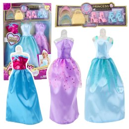 LEAN Toys Zestaw Sukienki Dla Lalek Anlili Buty Torebka Korony Akcesoria 9 el.