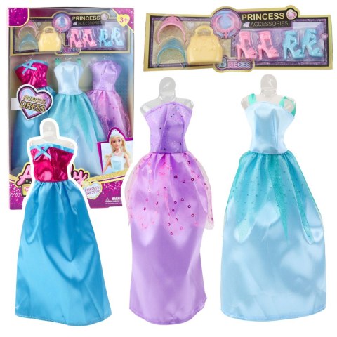 LEAN Toys Zestaw Sukienki Dla Lalek Anlili Buty Torebka Korony Akcesoria 9 el. LEAN Toys Zestaw Sukienki Dla Lalek Anlili Buty Torebka Korony Akcesoria 9 el.