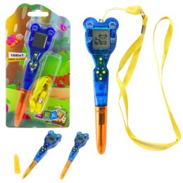 LEAN TOYS Gra Elektroniczna Z Długopisem 168w1 Smycz Pomarańczowo-Niebieska