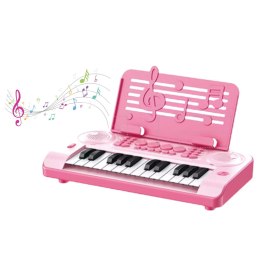 LEAN Toys Elektroniczne Pianinko Edukacyjne 24K Podstawka Na Nuty Różowe