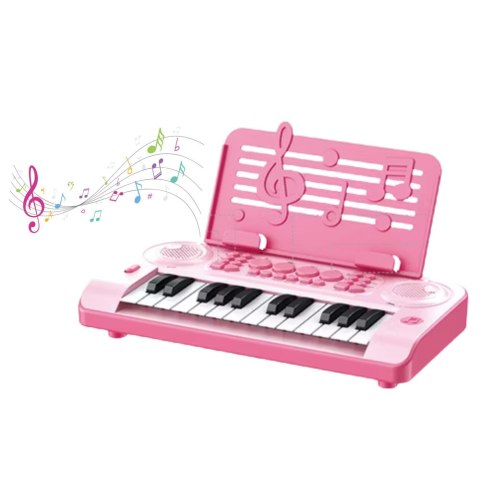 LEAN Toys Elektroniczne Pianinko Edukacyjne 24K Podstawka Na Nuty Różowe LEAN Toys Elektroniczne Pianinko Edukacyjne 24K Podstawka Na Nuty Różowe