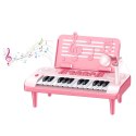 LEAN Toys Elektroniczne Pianinko Edukacyjne Z Podstawką Na Nuty Mikrofon 24K Różowe