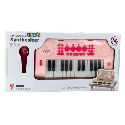 LEAN Toys Elektroniczne Pianinko Edukacyjne Z Podstawką Na Nuty Mikrofon 24K Różowe LEAN Toys Elektroniczne Pianinko Edukacyjne Z Podstawką Na Nuty Mikrofon 24K Różowe