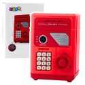 LEAN Toys Elektroniczny Sejf Bankomat Skarbonka Na PIN Dla Dzieci Czerwony