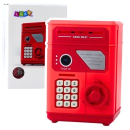 LEAN Toys Elektroniczny Sejf Bankomat Skarbonka Na PIN Dla Dzieci Czerwony