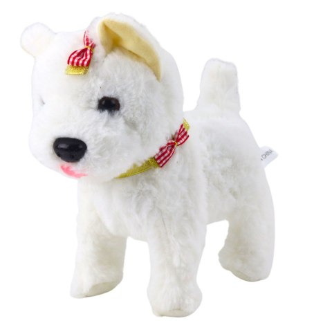 LEAN Toys Interaktywny Piesek Z Kokardkami Na Smyczy Chodzi Szczeka Biały LEAN Toys Interaktywny Piesek Z Kokardkami Na Smyczy Chodzi Szczeka Biały