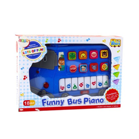 LEAN Toys Pianinko Elektryczne Edukacyjne Dla Malucha Autobus Niebieski LEAN Toys Pianinko Elektryczne Edukacyjne Dla Malucha Autobus Niebieski