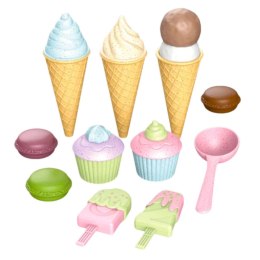 LEAN Toys Zestaw Lodów i Słodkośći Babeczki Makaroniki Odgrywanie Ról