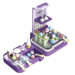 LEAN Toys Zestaw Walizka Z Lodami Mobilny Sklepik Lodziarnia Kuchnia 3w1 62 el.