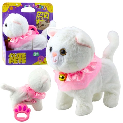 LEAN Toys Interaktywny Kotek Na Smyczy Różowa Falbanka Dzwoneczek Chodzi Miauczy LEAN Toys Interaktywny Kotek Na Smyczy Różowa Falbanka Dzwoneczek Chodzi Miauczy