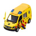 LEAN Toys Karetka Ambulans Metalowy Z Napędem Pull Back Światła Dźwięki Żółty 1:32