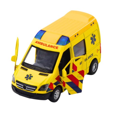 LEAN Toys Karetka Ambulans Metalowy Z Napędem Pull Back Światła Dźwięki Żółty 1:32 LEAN Toys Karetka Ambulans Metalowy Z Napędem Pull Back Światła Dźwięki Żółty 1:32