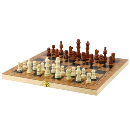 LEAN Toys Klasyczna Gra Logiczna 3w1 Szachy Warcaby Backgammon Drewniane