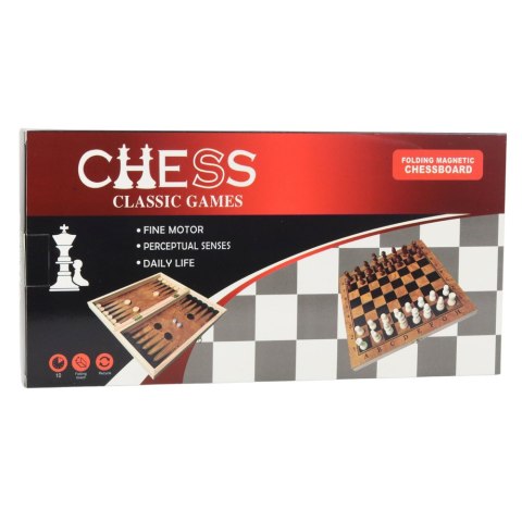 LEAN Toys Klasyczna Gra Logiczna 3w1 Szachy Warcaby Backgammon Drewniane LEAN Toys Klasyczna Gra Logiczna 3w1 Szachy Warcaby Backgammon Drewniane