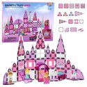 LEAN Toys Klocki Magnetyczne Okienka Dla Dziewczynki Różowe 58 el.