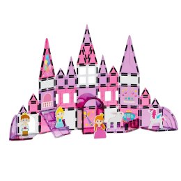 LEAN Toys Klocki Magnetyczne Okienka Dla Dziewczynki Różowe 58 el.