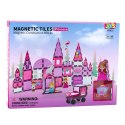 LEAN Toys Klocki Magnetyczne Okienka Dla Dziewczynki Różowe 58 el.