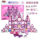 LEAN Toys Klocki Magnetyczne Okienka Witraże Do Malowania Pisaki Różowe 126 el.