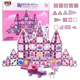 LEAN Toys Klocki Magnetyczne Okienka Witraże Do Malowania Pisaki Różowe 126 el.