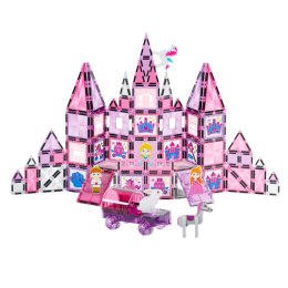 LEAN Toys Klocki Magnetyczne Okienka Witraże Do Malowania Pisaki Różowe 126 el.