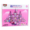 LEAN Toys Klocki Magnetyczne Okienka Witraże Do Malowania Pisaki Różowe 126 el.