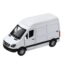 LEAN Toys Samochód Dostawczy Metalowy Z Napędem Pull Back Światła Dźwięki Biały 1:32