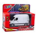 LEAN Toys Samochód Dostawczy Metalowy Z Napędem Pull Back Światła Dźwięki Biały 1:32