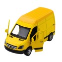 LEAN Toys Samochód Dostawczy Metalowy Z Napędem Pull Back Światła Dźwięki Żółty 1:32