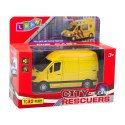 LEAN Toys Samochód Dostawczy Metalowy Z Napędem Pull Back Światła Dźwięki Żółty 1:32