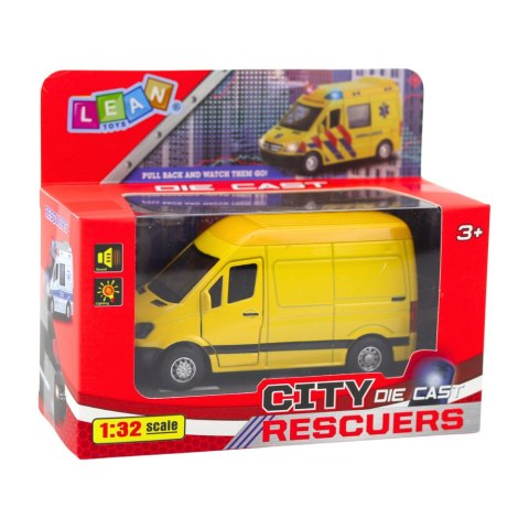 LEAN Toys Samochód Dostawczy Metalowy Z Napędem Pull Back Światła Dźwięki Żółty 1:32 LEAN Toys Samochód Dostawczy Metalowy Z Napędem Pull Back Światła Dźwięki Żółty 1:32